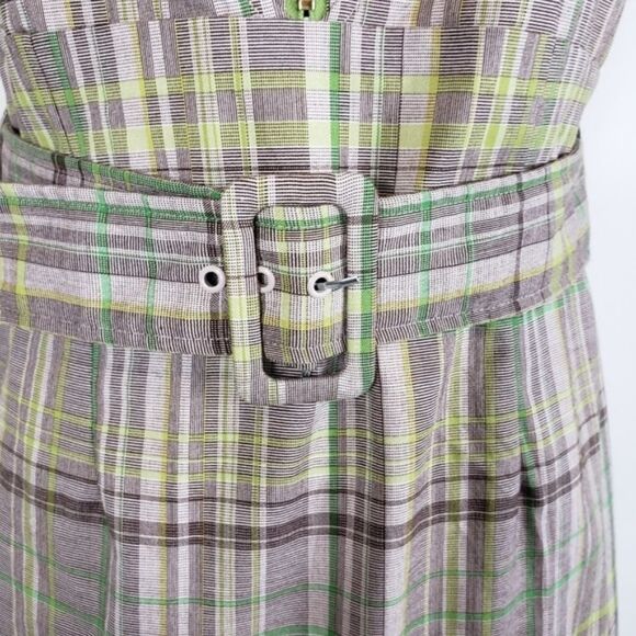 Amelia New york plaid sheath career belted Sleeveless knee length dress Size 8 - Picture 5 of 10